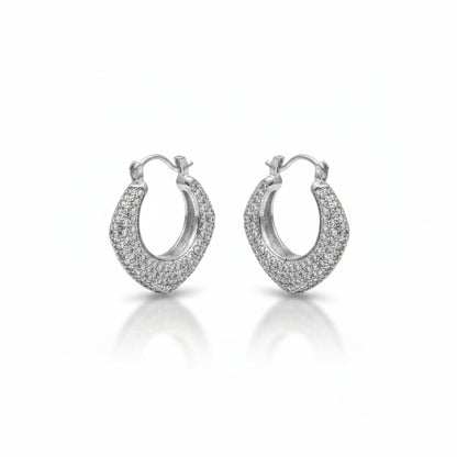 Orecchini Mezzaluna Bombata a Pavè Silver Gaiè Bijoux