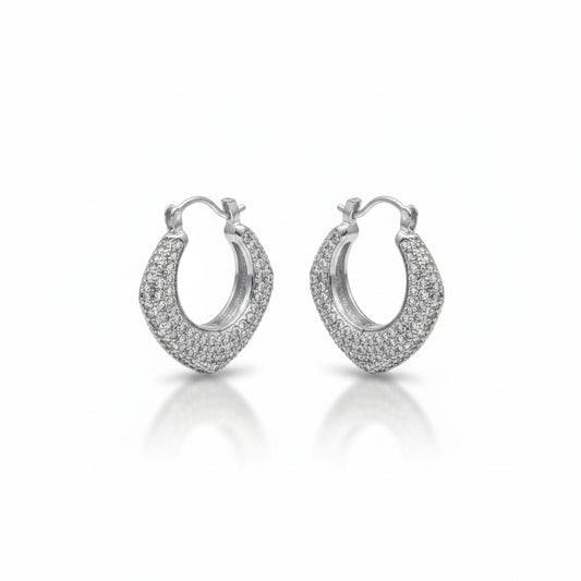 Orecchini Mezzaluna Bombata a Pavè Silver Gaiè Bijoux