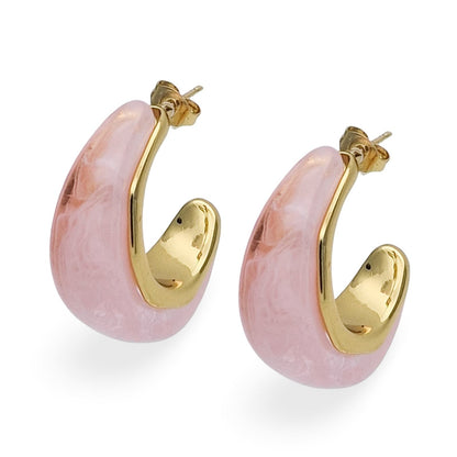 Orecchini Mezzaluna Rosa e Oro