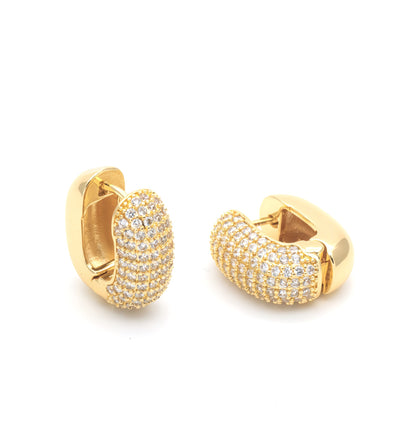 Orecchini Ovali con Zirconi Dorati