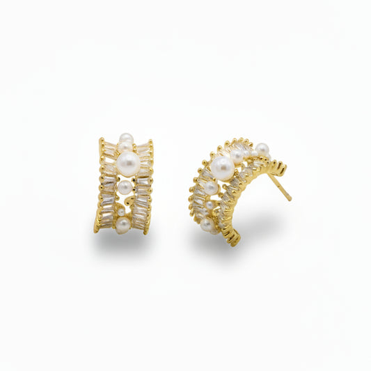Orecchini Semicerchio Perline e Cristalli Gold Gaiè Bijoux