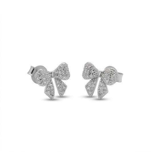 Orecchini a Lobo a Fiocco in Argento 925 con Pavé di Zirconi Gioielli in Argento