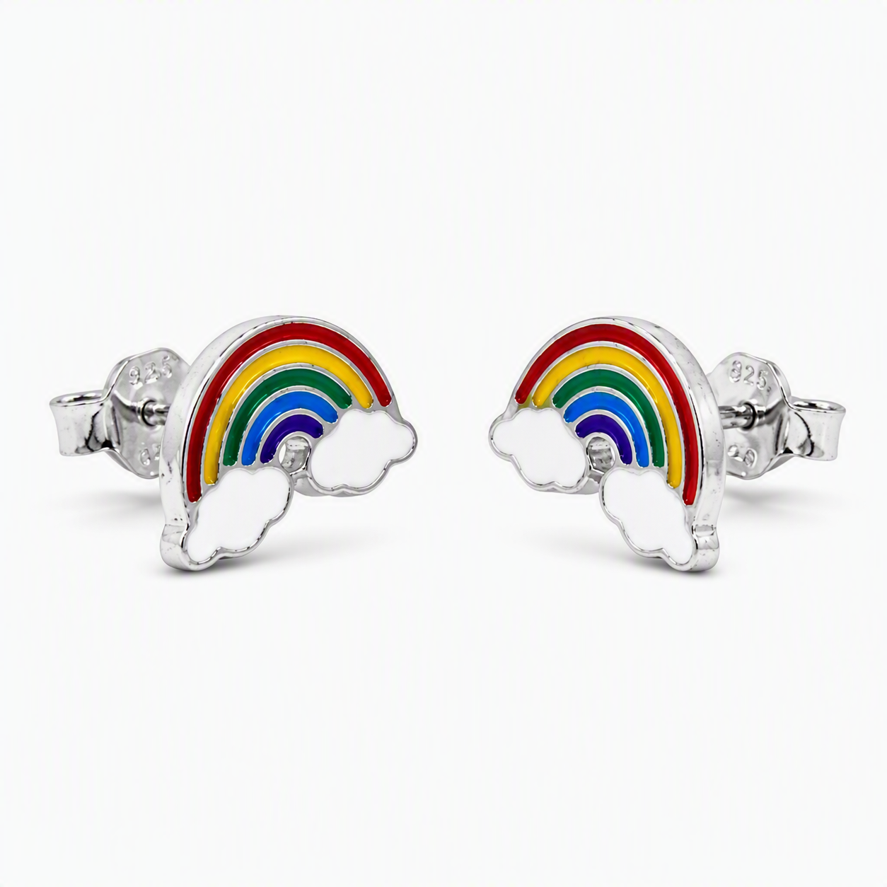 Orecchini a Lobo in Argento 925 per Bambina - Arcobaleno Smaltato