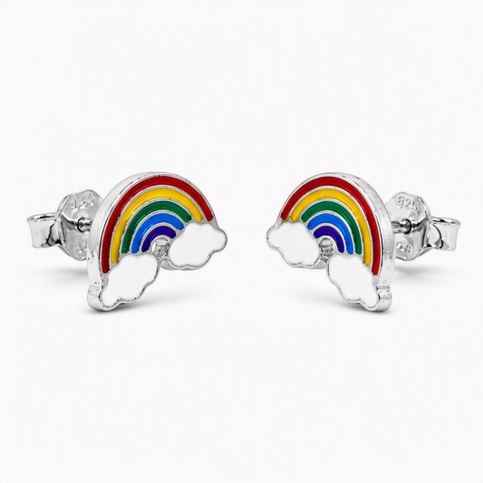 Orecchini a Lobo in Argento 925 per Bambina - Arcobaleno Smaltato Gioielli in Argento