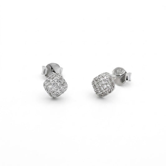 Orecchini a Lobo in Argento 925 con Pavé di Zirconi Bianchi Gioielli in Argento