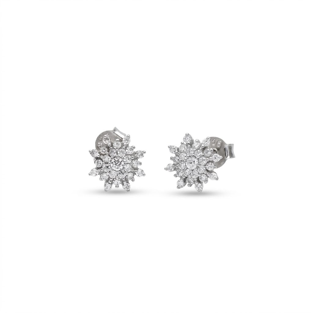 Orecchini a Lobo in Argento 925 con Pavé di Zirconi Design a Stella