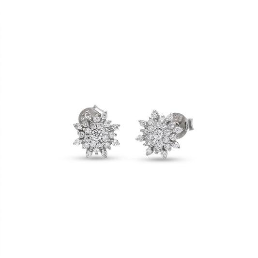 Orecchini a Lobo in Argento 925 con Pavé di Zirconi Design a Stella