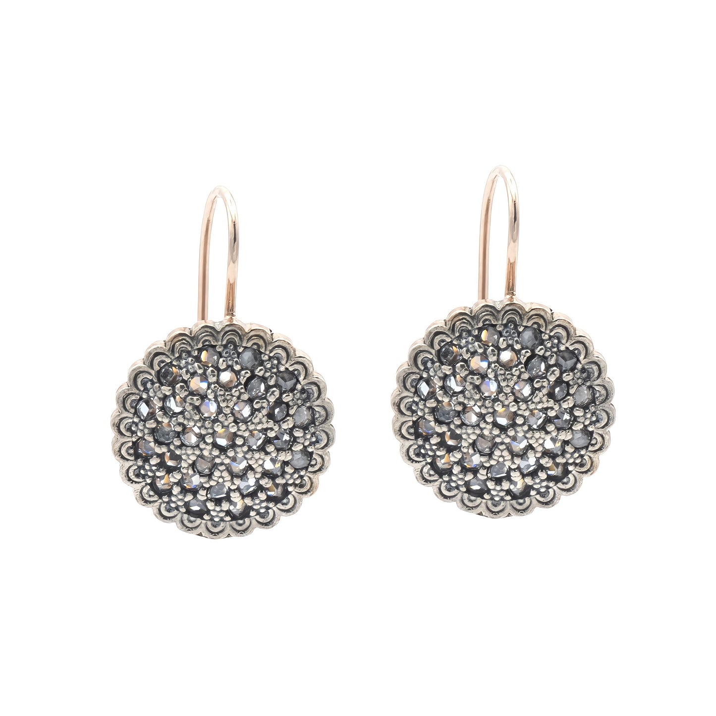 Orecchini a Toppa Vintage in Argento Rosa