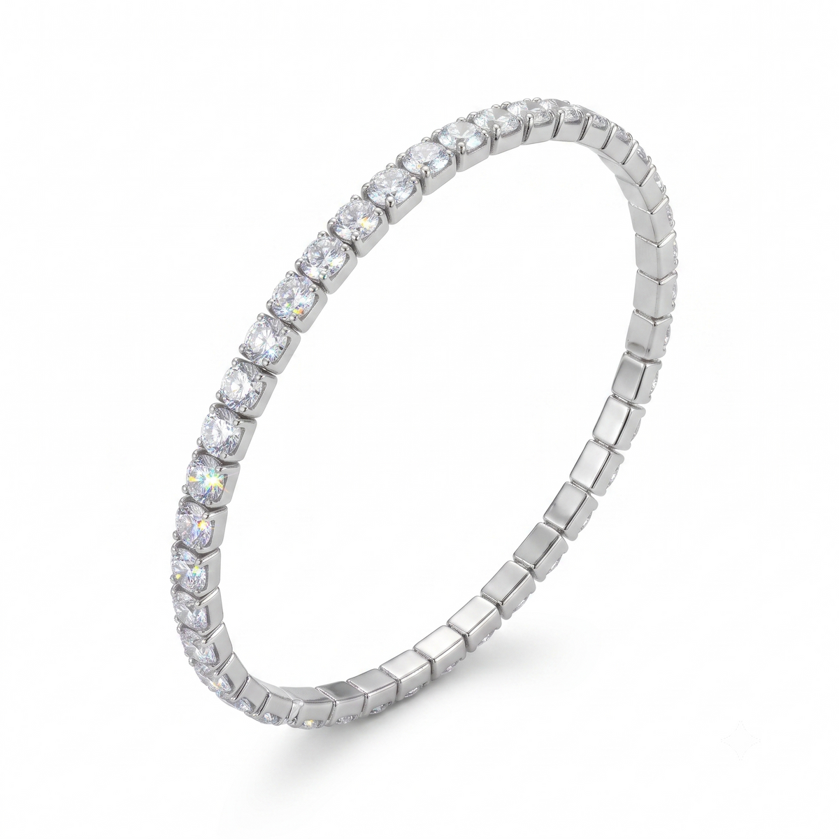 Bracciale Tennis Elastico color Argento con Strass Luminosi Gaiè Bijoux