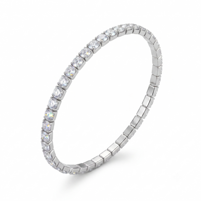 Bracciale Tennis Elastico color Argento con Strass Luminosi Gaiè Bijoux