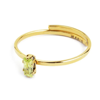 Anello con Zircone Baguette Verde in Acciaio Oro Marlù