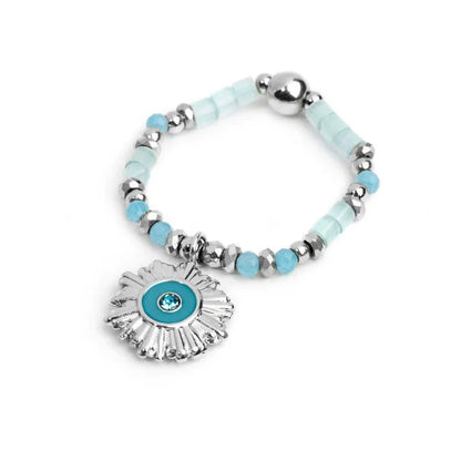 Anello Elastico con Sole Pendente Azzurro in Acciaio Marlù