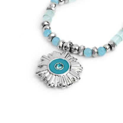 Anello Elastico con Sole Pendente Azzurro in Acciaio Marlù