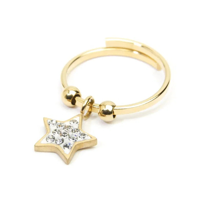 Anello Stella con Cristalli Pendente in Acciaio Oro Marlù Marlù
