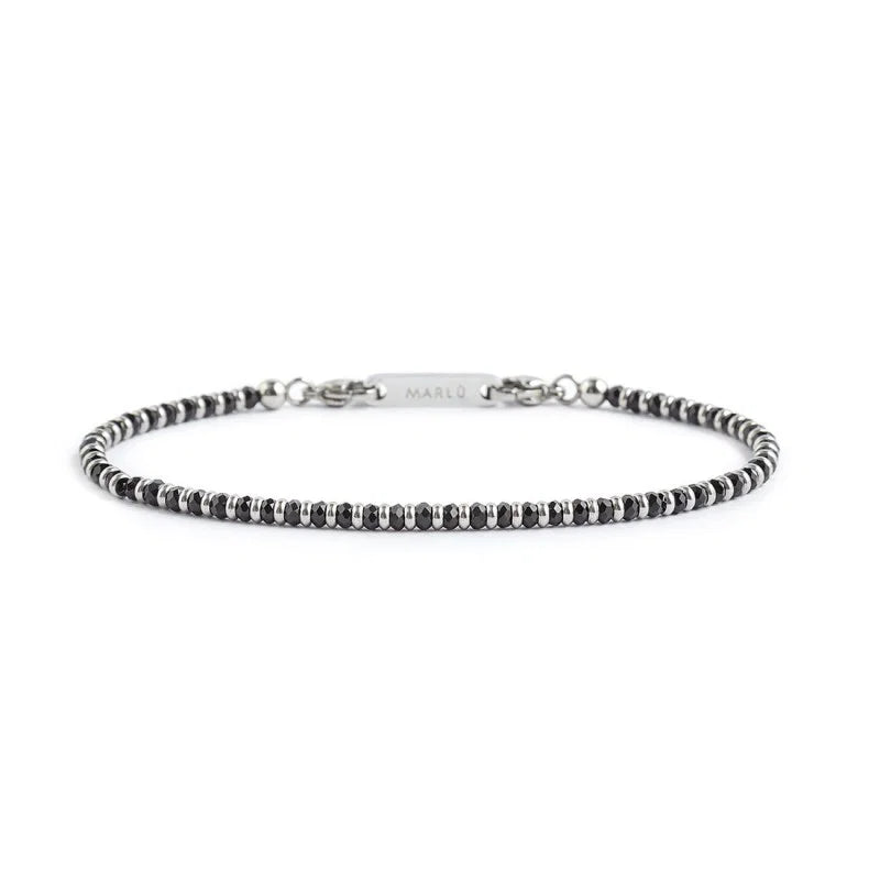Bracciale Agata Sfaccettata Nera in Acciaio Marlù Marlù