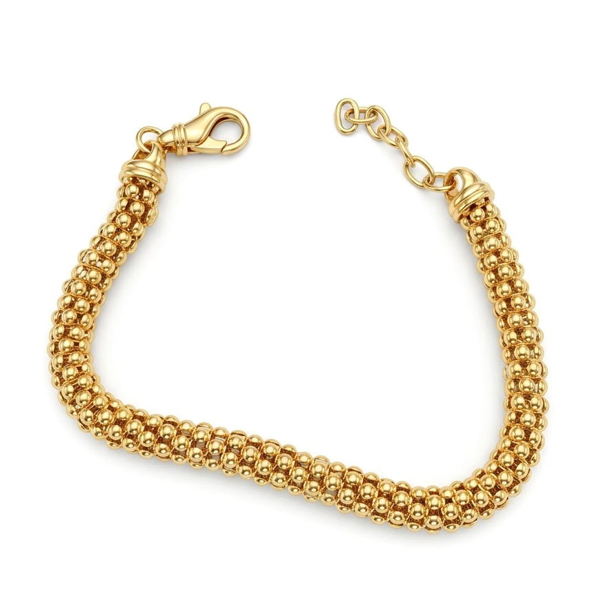 Bracciale in Argento 925 Dorato con Maglia Flessibile a Intreccio Morbido