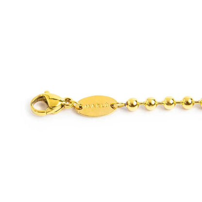 Bracciale in Acciaio PVD Oro a Catena a Sfere con Stella Pendente