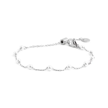 Bracciale Catena con Perle Bianche in Acciaio Marlù