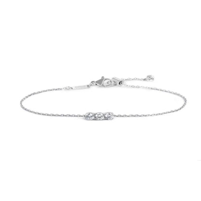 Bracciale Catena Cutting Cross con Tre Zirconi Centrali in Acciaio Marlù