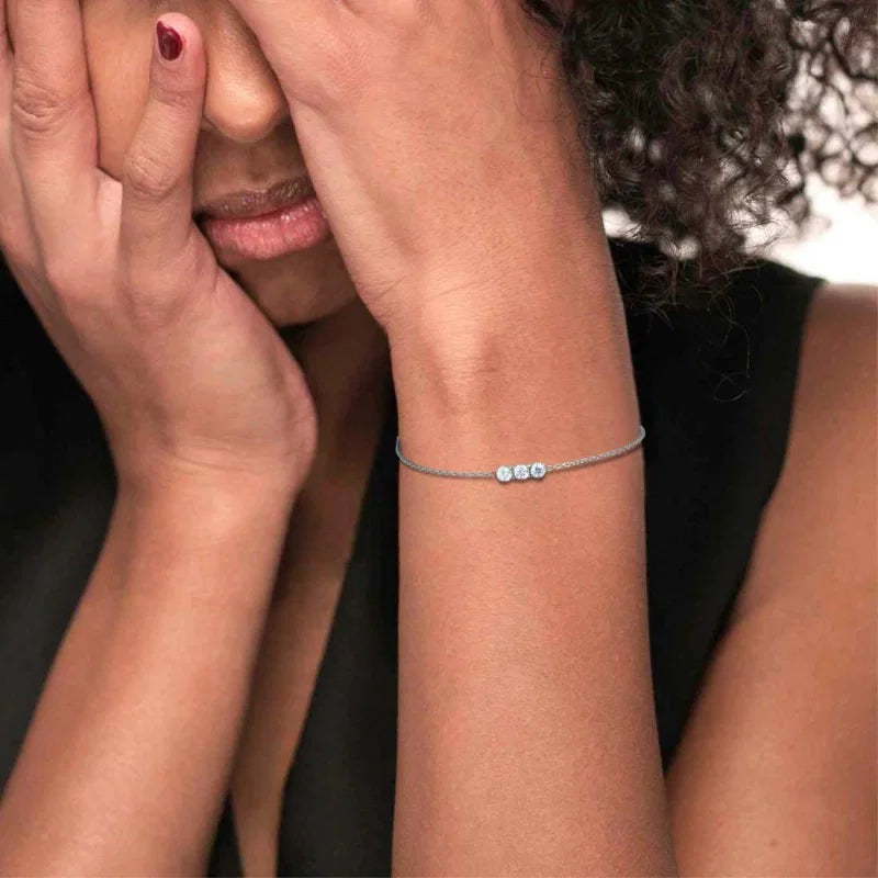 Bracciale Catena Cutting Cross con Tre Zirconi Centrali in Acciaio Marlù