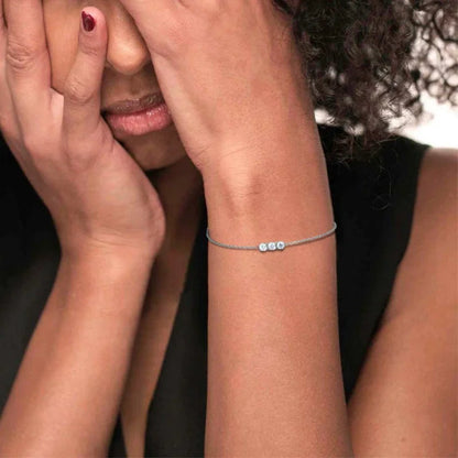 Bracciale Catena Cutting Cross con Tre Zirconi Centrali in Acciaio Marlù