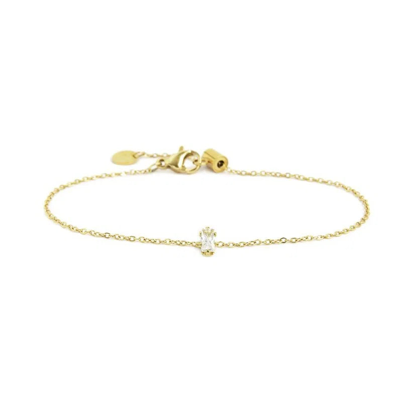 Bracciale con Zircone Baguette Bianco in Acciaio Oro Marlù Marlù