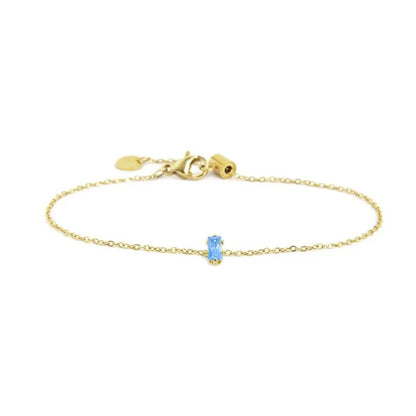 Bracciale con Zircone Baguette Azzurro in Acciaio Oro Marlù Marlù