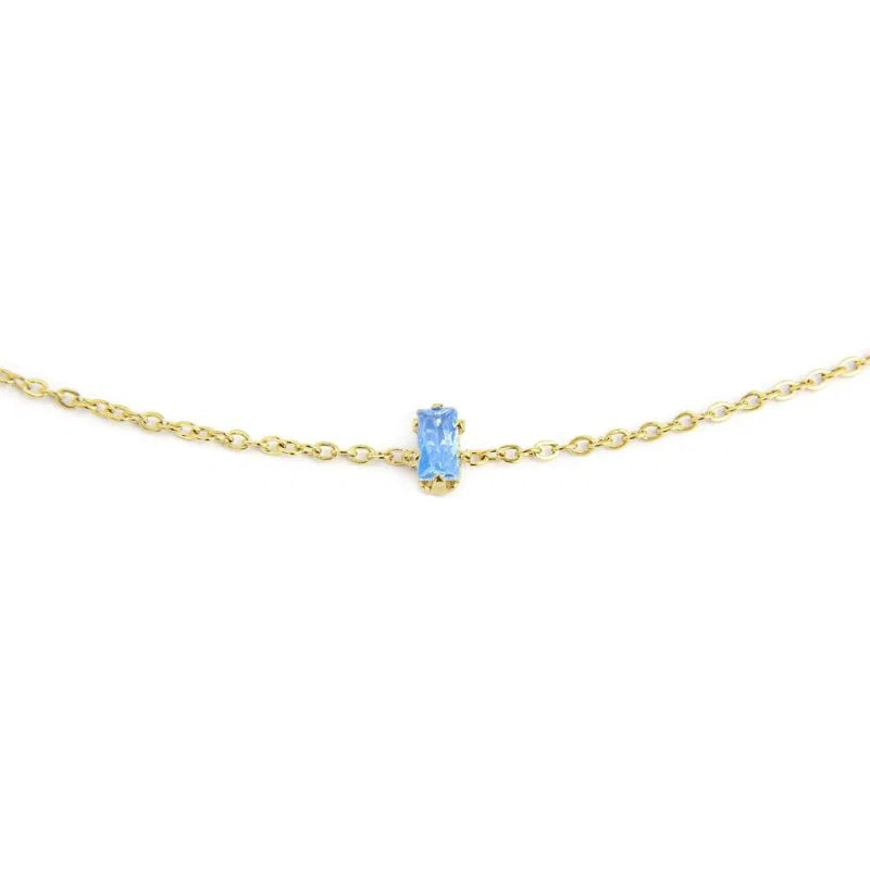 Bracciale con Zircone Baguette Azzurro in Acciaio Oro Marlù Marlù