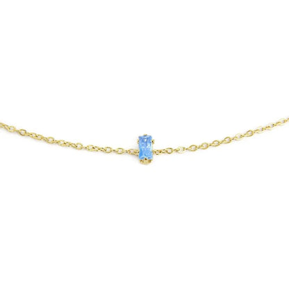 Bracciale con Zircone Baguette Azzurro in Acciaio Oro Marlù Marlù