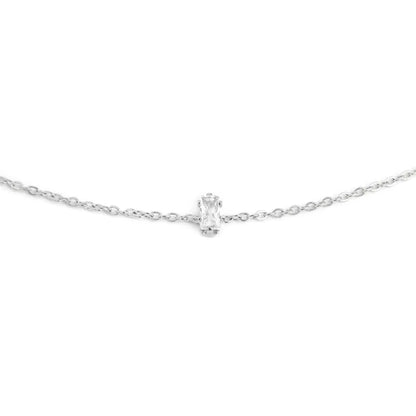 Bracciale con Zircone Baguette Bianco in Acciaio Marlù