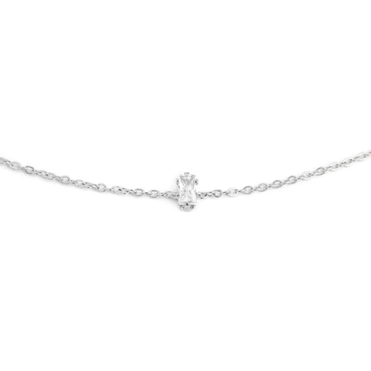 Bracciale con Zircone Baguette Bianco in Acciaio Marlù