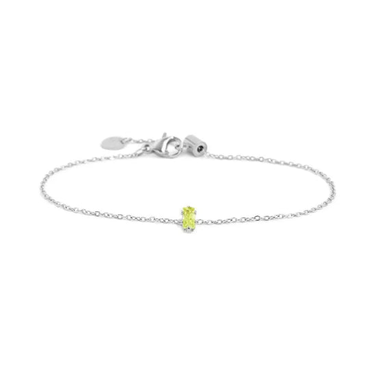 Bracciale con Zircone Baguette Verde in Acciaio Marlù