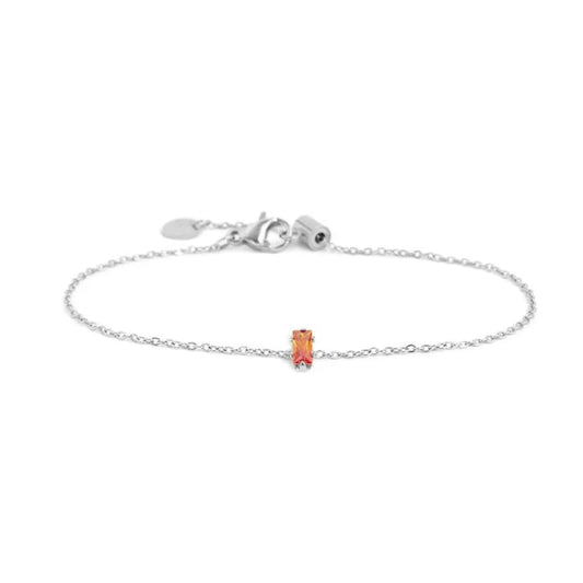 Bracciale con Zircone Baguette Arancione in Acciaio Marlù