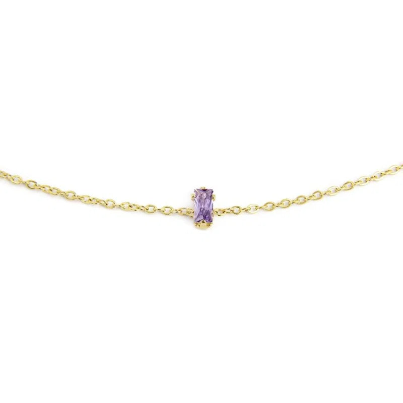 Bracciale con Zircone Baguette Viola in Acciaio Oro Marlù Marlù