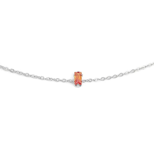 Bracciale con Zircone Baguette Arancione in Acciaio Marlù