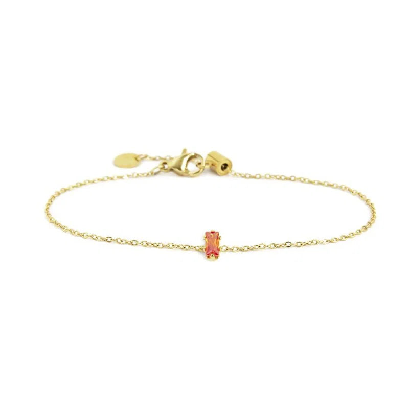 Bracciale con Zircone Baguette Arancione in Acciaio Oro Marlù Marlù