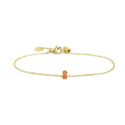Bracciale con Zircone Baguette Arancione in Acciaio Oro Marlù Marlù