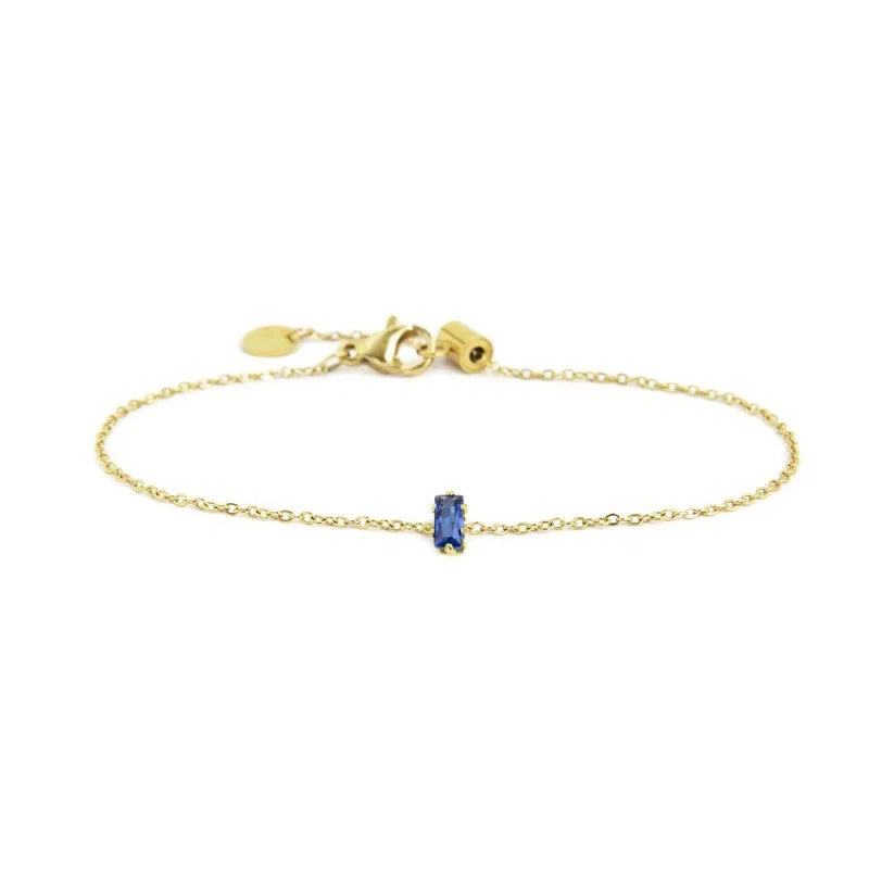 Bracciale con Zircone Baguette Blu in Acciaio Oro Marlù Marlù