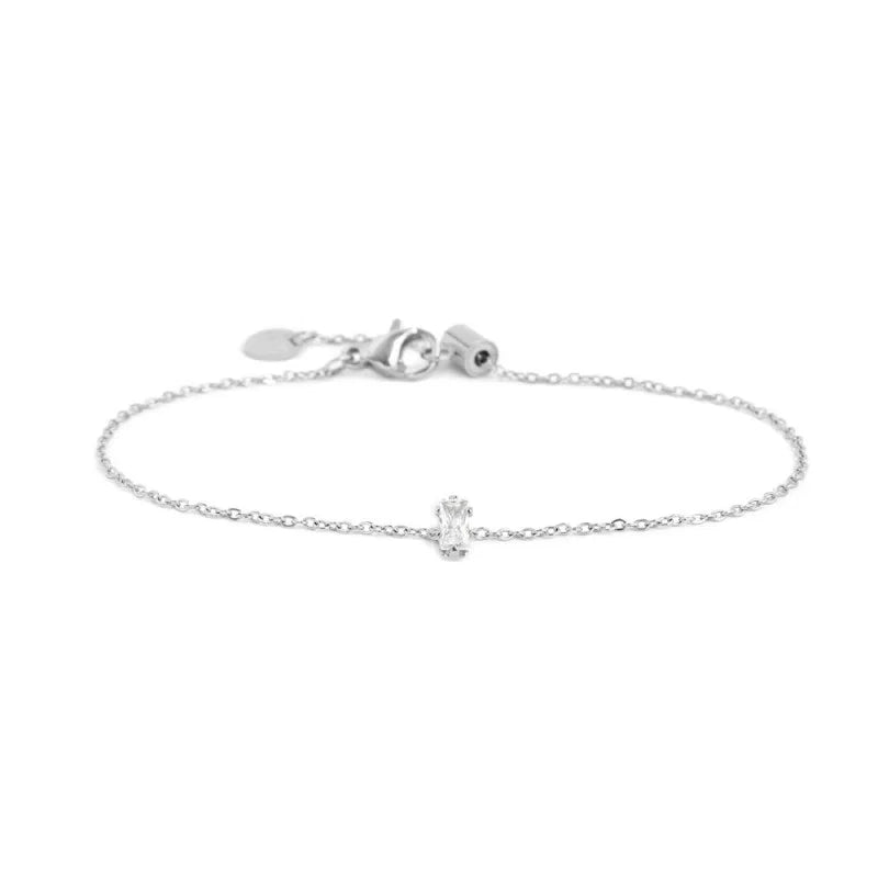 Bracciale con Zircone Baguette Bianco in Acciaio Marlù