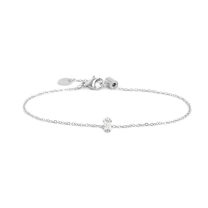 Bracciale con Zircone Baguette Bianco in Acciaio Marlù