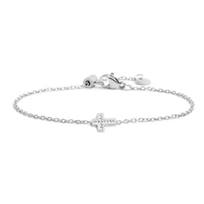 Bracciale Croce con Cristalli in Acciaio Marlù