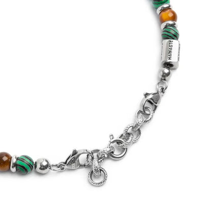 Bracciale Malachite e Occhio di Tigre in Acciaio Marlù