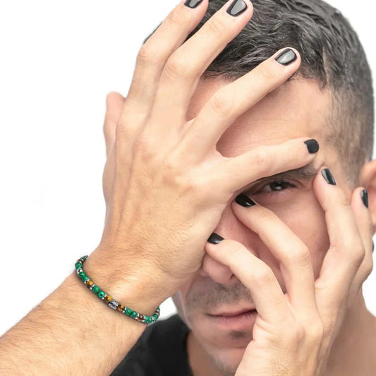 Bracciale Malachite e Occhio di Tigre in Acciaio Marlù Marlù