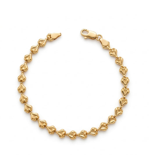 Bracciale in Oro Giallo 18 Carati con Maglie a Cuore
