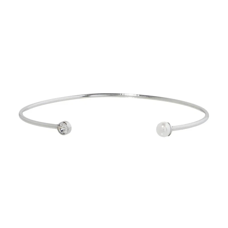 Bracciale Rigido in Acciaio con Perla Bianca