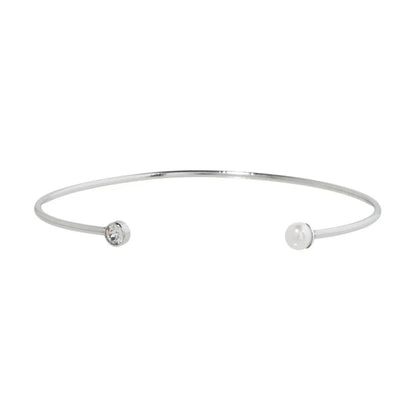 Bracciale Rigido in Acciaio con Perla Bianca