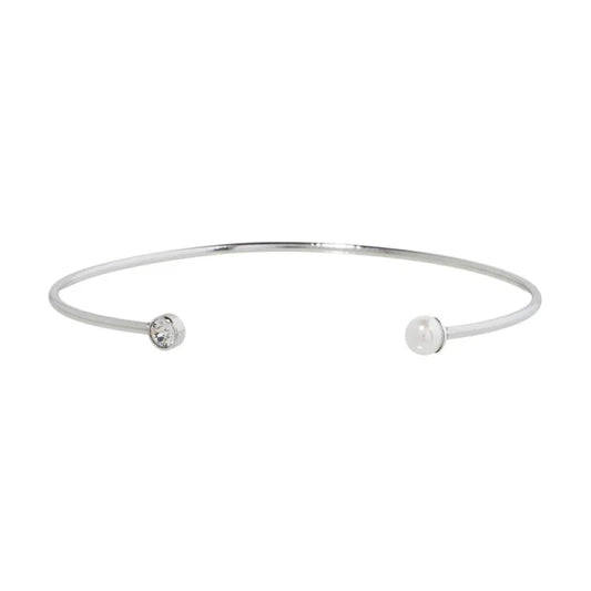 Bracciale Rigido in Acciaio con Perla Bianca Marlù