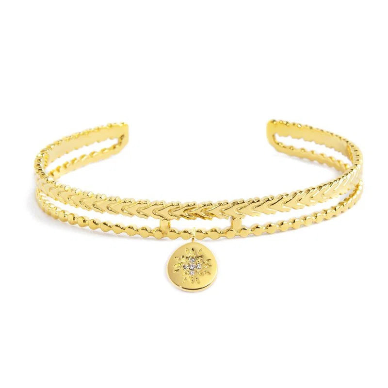Bracciale Rigido Marlù con Medaglietta Rosa dei Venti Pendente