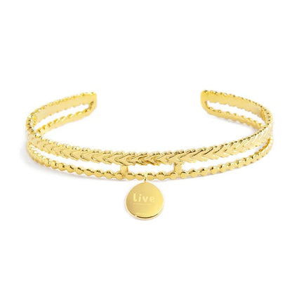 Bracciale Rigido Marlù con Medaglietta Rosa dei Venti Pendente
