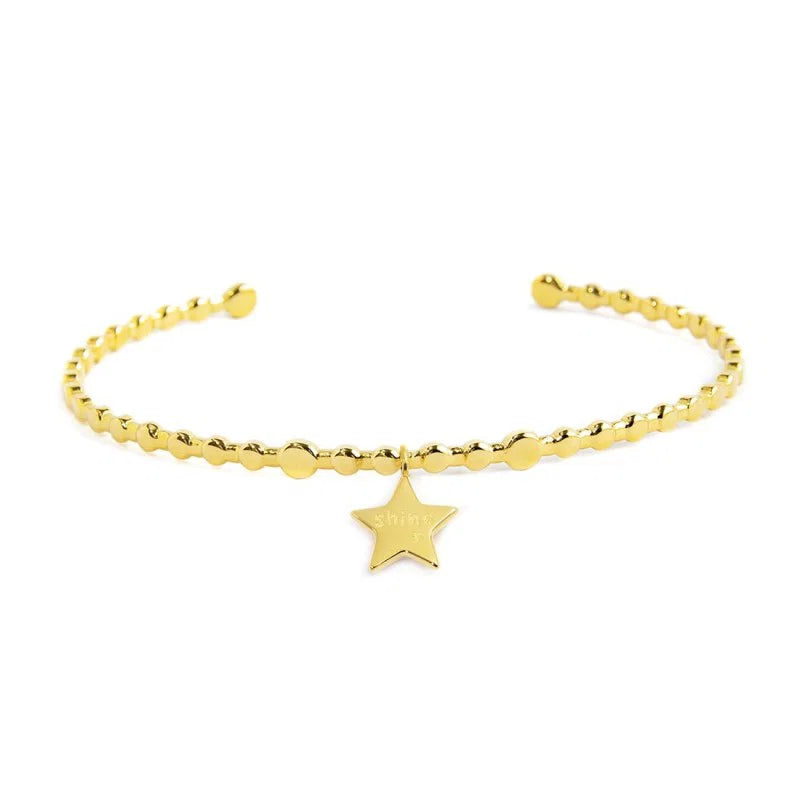 Bracciale Rigido Stella Pendente con Zircone Azzurro in Acciaio Oro Marlù Marlù